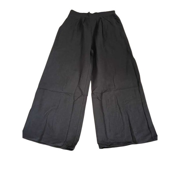 NOFLIK Black 100% Cotton Wide Leg Pants Smocked Waist Coastal Relaxed S NWT - Picture 5 of 15